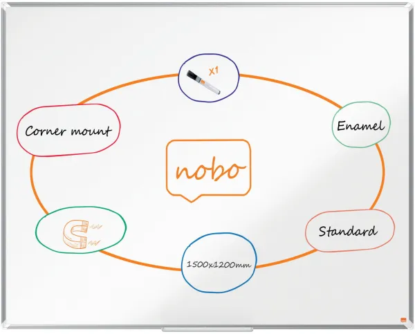 Nobo Premium Plus enamelled whiteboard 150x120cm white